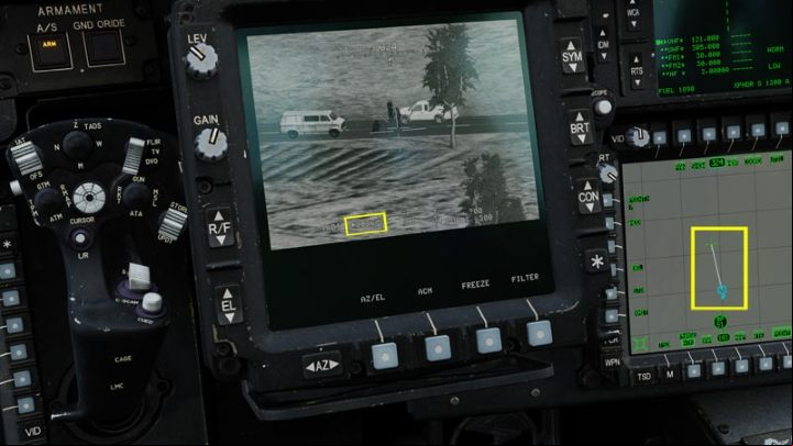 Press LRFD Trigger 2nd Detent to illuminate the spot with the laser beam - DCS AH-64D Apache: Basic GPS Navigation and map points - Flight and Navigation - DCS AH-64 Apache Guide