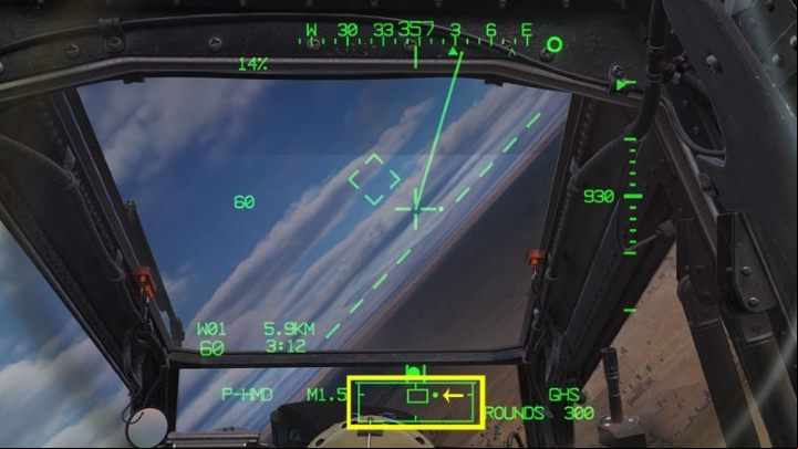 An indication of the current position of the acquisition source is also shown as the Cued Line-of-Sight Dot - DCS AH-64D Apache: Sight Source and Acquisition Source - Systems and Sensors - DCS AH-64 Apache Guide