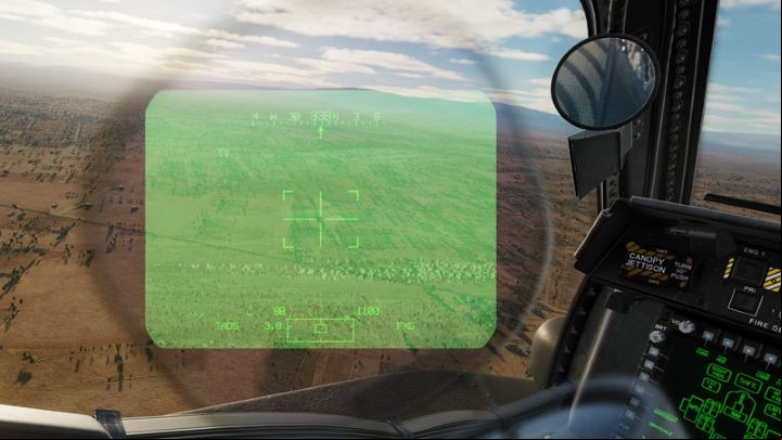 If you have the IHADSS helmet display turned on, the TADS image will also appear on it by default - TADS - Target Acquisition and Designation Sight - Systems and Sensors - DCS AH-64 Apache Guide