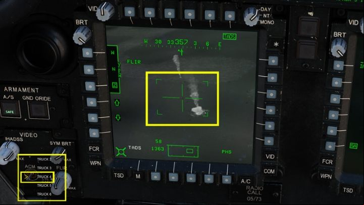 The currently selected target can also be seen on the TADS video screen - DCS AH-64D Apache: M230 30mm Chain Gun AWS - Weapons Employment - DCS AH-64 Apache Guide