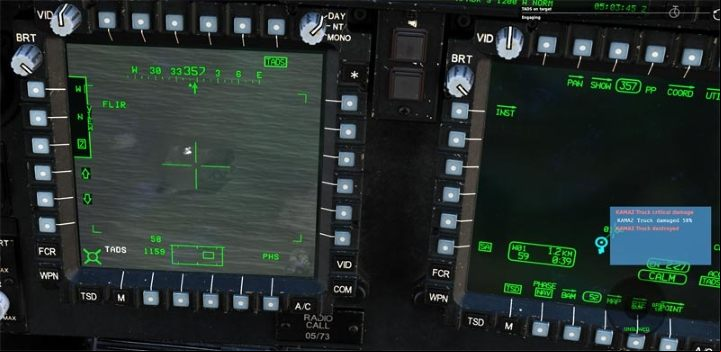After selecting a target from the list, press George Interface RIGHT SHORT to order the target to be destroyed - DCS AH-64D Apache: M230 30mm Chain Gun AWS - Weapons Employment - DCS AH-64 Apache Guide