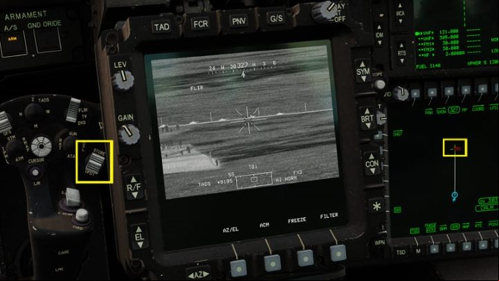 Aim the TADS LOS reticle at the target area - at this moment it does not have to be precisely on the target - DCS AH-64D Apache: AGM-114K Hellfire II Missile - Weapons Employment - DCS AH-64 Apache Guide