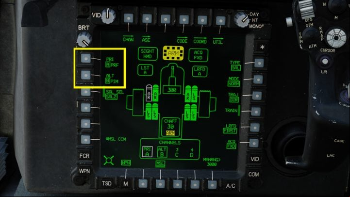 On the main screen, you can change the code assignments for the channels: Primary 1 PRI and Backup 2 ALT - DCS AH-64D Apache: AGM-114K Hellfire II Missile - Weapons Employment - DCS AH-64 Apache Guide