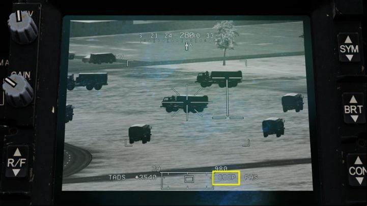 In multiplayer mode, the player in the G seat designate and lase the target with the TADS - DCS AH-64D Apache: 2.75 Unguided Rockets Hydra-70 - Weapons Employment - DCS AH-64 Apache Guide
