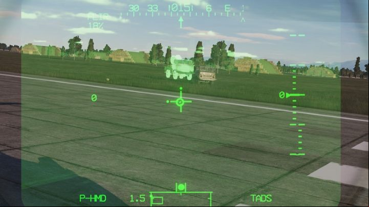 that through the PNVS you see the perspective from the camera mounted on the helicopter's nose, and not directly from the pilot's eyes, so the object's precise location can slightly differ - DCS AH-64D Apache: PNVS - Pilot Night Vision System - how to use night vision? - Systems and Sensors - DCS AH-64 Apache Guide