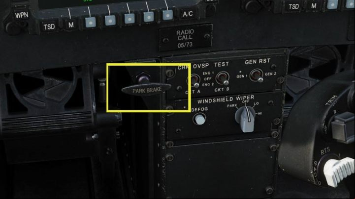 Parking brake released (handle in) - DCS AH-64D Apache: Landing - Flight and Navigation - DCS AH-64 Apache Guide