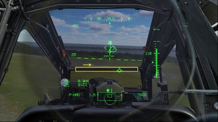 Another helpful indicator is the cockpit frame above the G's helmet - DCS AH-64D Apache: Landing - Flight and Navigation - DCS AH-64 Apache Guide