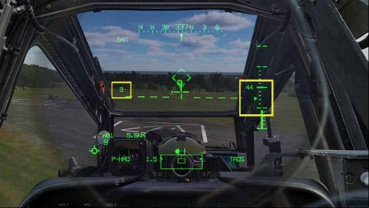 If the landing site is clear from obstacles, you can keep the flight path vector above the landing spot all the time - DCS AH-64D Apache: Landing - Flight and Navigation - DCS AH-64 Apache Guide