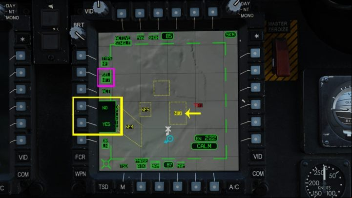 The DEL function deletes the NFZ zone - DCS AH-64D Apache: TSD - Tactical Situation Display - Systems and Sensors - DCS AH-64 Apache Guide