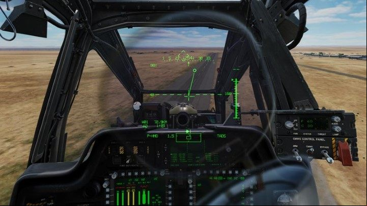 While slowly lifting the collective, move the cyclic forward to gain speed and altitude - DCS AH-64D Apache: Taxi and Take Off - Flight and Navigation - DCS AH-64 Apache Guide