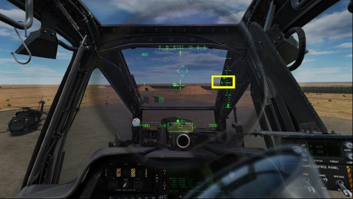 Once the helicopter takes off of the ground, continue hovering until you reach the altitude that allows you to maneuver over obstacles - DCS AH-64D Apache: Taxi and Take Off - Flight and Navigation - DCS AH-64 Apache Guide