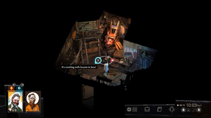 In Cuno's hideout, you will come across a cloud of insects - click on the orb over the hero's head to investigate this discovery more closely and talk to Kim - Disco Elysium: The Missing Insects Case - walkthrough - Cryptozoologists - Disco Elysium Guide
