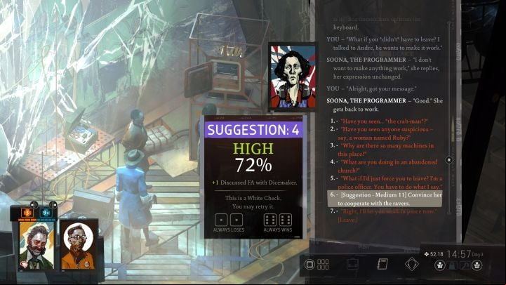 There are two possible outcomes - Disco Elysium: Help Ravers start a nightclub - walkthrough - Church and the Ravers - Disco Elysium Guide