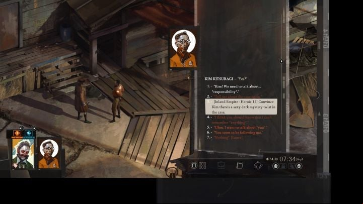 Talk to your partner - while talking to Kim, you need to bring up responsibility - Disco Elysium: Take on La Responsabilite - walkthrough - Political tasks - Disco Elysium Guide