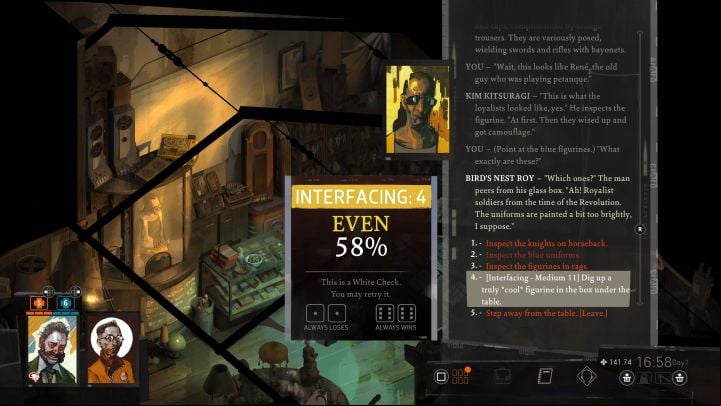 Visit the pawnshop in the eastern Martinaise and while talking to Roy, mention the blue figurines on display for sale - Disco Elysium: Offer figurines to Dolores Dei - walkthrough - Other - Disco Elysium Guide