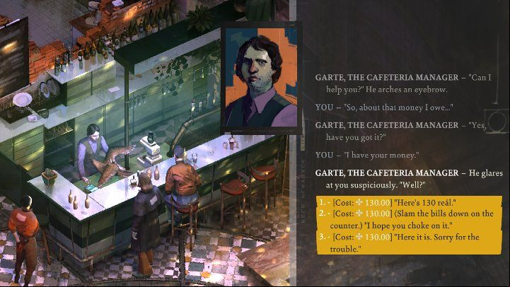 After you get the cash, you can return to the hostel and pay Garte for the damages - Disco Elysium: Pay for damages - walkthrough - Personal - Disco Elysium Guide