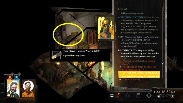 Go to the pawnshop, which is located south-west of the hostel - Disco Elysium: Sing karaoke - walkthrough - Other - Disco Elysium Guide