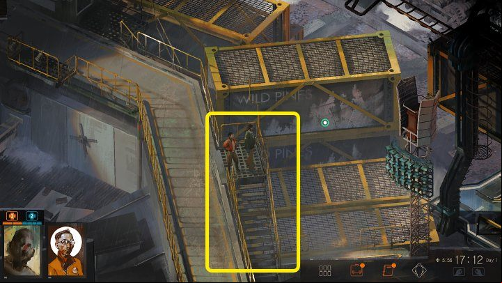 Head north, then use the stairs on the right to go down - Disco Elysium: Where is Evrart Claire? - FAQ - Disco Elysium Guide
