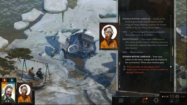Sit on the nearby swings and wait for the low tide - Disco Elysium: Track down your badge - walkthrough - Personal - Disco Elysium Guide