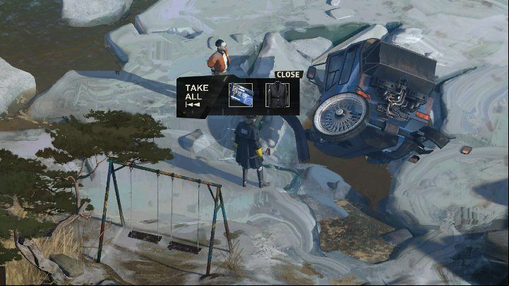 After roughly two hours, the low tide will come - Harry and Kim will be able to search the wreckage of the vehicle (Well, at least I can see what's in there now option) - Disco Elysium: Track down your badge - walkthrough - Personal - Disco Elysium Guide
