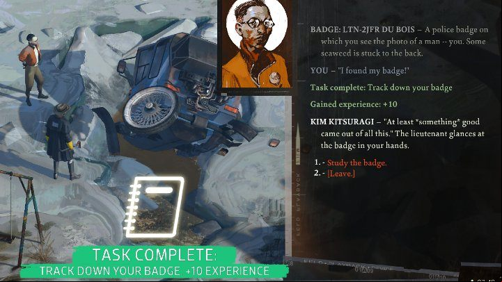 Now you have to go to the inventory and interact with the badge - Disco Elysium: Track down your badge - walkthrough - Personal - Disco Elysium Guide