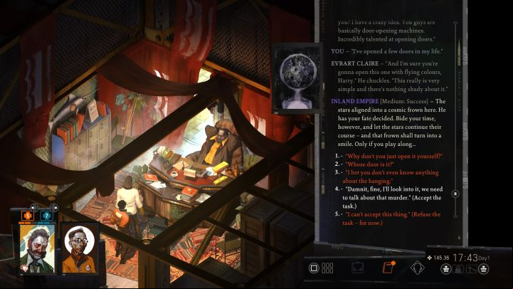 The task in question is given by Evrart - for information as to where to find this important NPC visit a separate Where is Evrart Claire - Disco Elysium: Open apartment door for Evrart - walkthrough - Evrart Tasks - Disco Elysium Guide