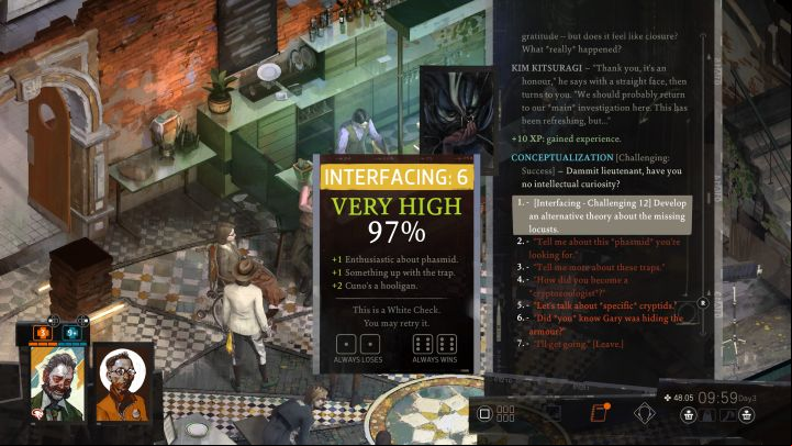 Now talk to Morell, who is by the bar right next to Lena - Disco Elysium: Inspect the traps - walkthrough - Cryptozoologists - Disco Elysium Guide