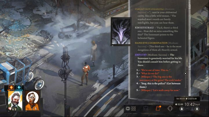 You can the mercenary tribunal in any way you like - notify the participants that you're the police or keep your head down at first - Disco Elysium: Return to the Whirling-in-Rags - walkthrough - Ruby and the shooter - Disco Elysium Guide