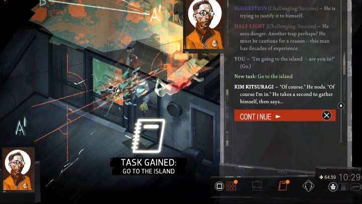 The island is initially inaccessible even with western Martinaise unlocked on day 3 - Disco Elysium: Go to the Island - walkthrough - Ruby and the shooter - Disco Elysium Guide