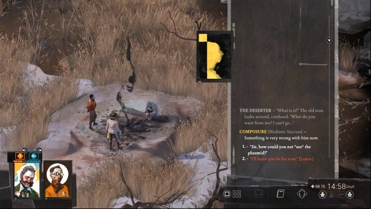 At the end of the task, you must return to the Deserter - Disco Elysium: Inspect the phasmid - walkthrough - Ruby and the shooter - Disco Elysium Guide