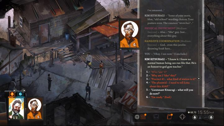 The final part of the meeting will concern either Kim or Cuno - you can ask them about their further plans, as well as try to get them a job in the 41 - Disco Elysium: The Return - walkthrough - Ruby and the shooter - Disco Elysium Guide