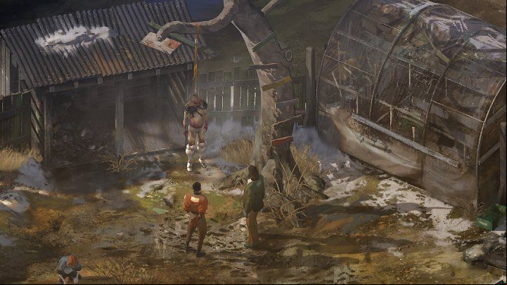 Approach the hanged man and examine the body - Disco Elysium: How to pull down hanged body? - FAQ - Disco Elysium Guide