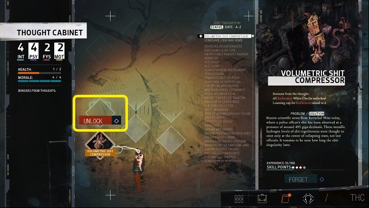 At the beginning of Disco Elysium, you have 3 slots for thoughts - Disco Elysium: Character Development - Basics - Disco Elysium Guide