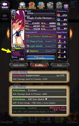 The Enhancement level can be found under the hero's thumbnail - Disgaea RPG: Character development - Basics - Disgaea RPG Guide