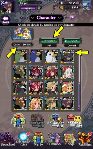 All your heroes are shown in the Character List tab - Disgaea RPG: Party - Basics - Disgaea RPG Guide