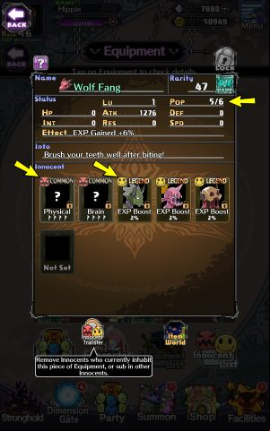 You will also find a list of Innocents that are currently enchanted in the item - Disgaea RPG: Party - Basics - Disgaea RPG Guide