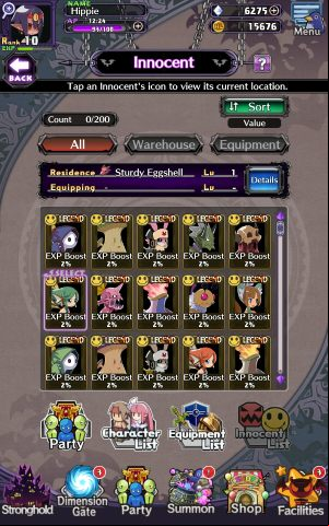Innocent List contains a list of all your Innocents -both tamed (smiling icon next to their thumbnails) and untamed (monster icon) - Disgaea RPG: Party - Basics - Disgaea RPG Guide