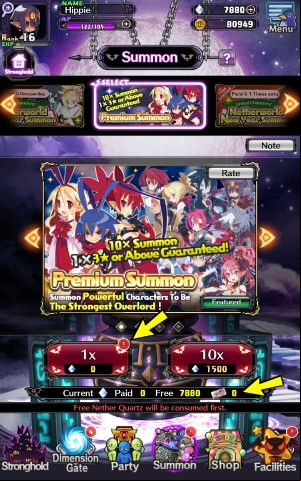 Every day, you can draw 1 free character from the first banner - Disgaea RPG: Summon - Basics - Disgaea RPG Guide