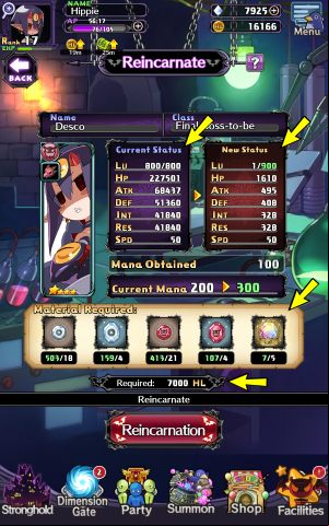 When one of your characters reaches the maximum level, it will have to undergo reincarnation - Disgaea RPG: Maos Lab - Basics - Disgaea RPG Guide