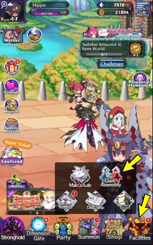 The Dark Assembly will be unlocked during Main Story - Chapter 1, after completing the missions associated with Laharl - Disgaea RPG: Dark Assembly - Basics - Disgaea RPG Guide