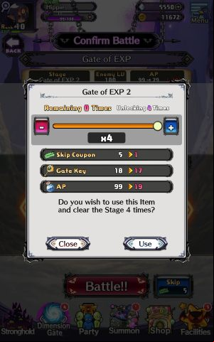 You need a Skip Coupon to skip battles - Disgaea RPG: Dark Gates - Basics - Disgaea RPG Guide