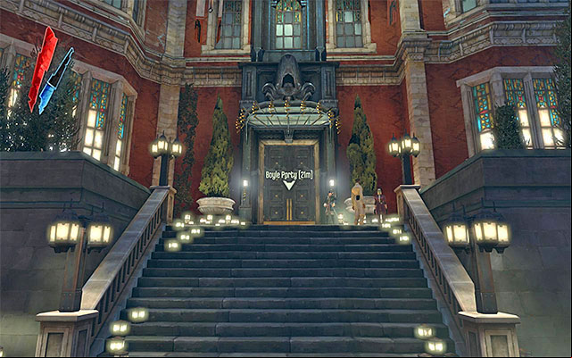 There are three different ways in which you can access the Boyle Estate building - Accessing the Boyle Estate building - Mission 5 - Lady Boyles Last Party - Dishonored - Game Guide and Walkthrough