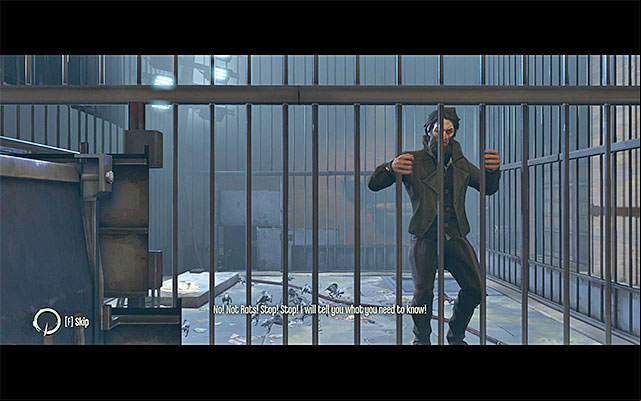 Initiate your conversation with Sokolov and notice that the game will allow you to choose the way in which you want convince the captive physician to tell the truth - Interrogating Sokolov - The Hound Pits Pub #5 - Dishonored - Game Guide and Walkthrough
