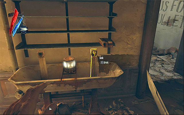 Return downstairs and enter the building to the left of your starting point, i - Exploring the neighborhood of Sokolov's apartment - Mission 4 - The Royal Physician - Dishonored - Game Guide and Walkthrough
