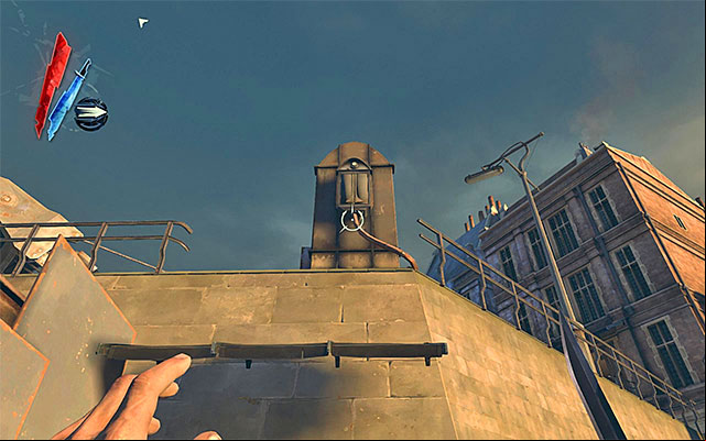 If you want to be more traditional in your approach, you need, above all, about the two active pylons - the one that has just electrocuted the bandits, and the other one, visible in the distance - Reaching the other side of the drawbridge - Mission 4 - The Royal Physician - Dishonored - Game Guide and Walkthrough