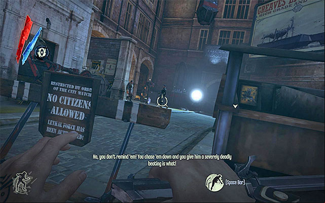The mission starts at the water end - Getting around the first outpost - Mission 4 - The Royal Physician - Dishonored - Game Guide and Walkthrough