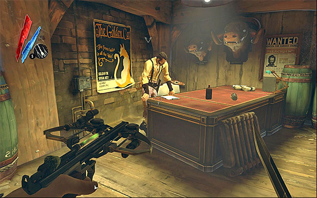 Keep going towards the rear part of the distillery - Meeting with the Bottle Street Gang leader - Mission 3 - House of Pleasure - Dishonored - Game Guide and Walkthrough