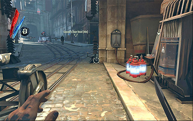 Before you reach the second watchtower, you will have to get through the second (the only active) wall of light - Getting past the second watchtower - Mission 3 - House of Pleasure - Dishonored - Game Guide and Walkthrough