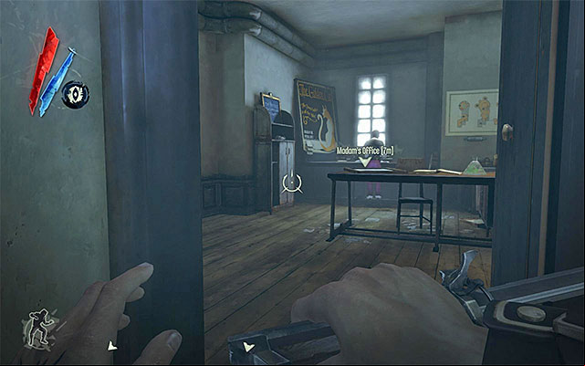 After you reach the first floor of the club, you will probably witness Madam's conversation with on e of the guards - Exploring the Golden Cat club - Mission 3 - House of Pleasure - Dishonored - Game Guide and Walkthrough