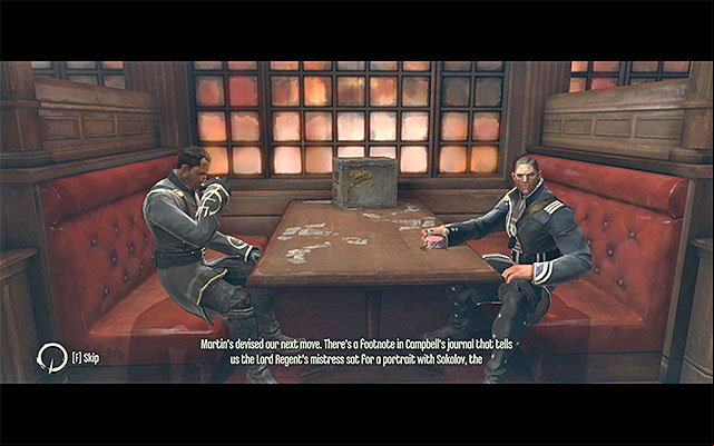 Now, you need to go to the bar on the ground floor of the pub building to talk to iral Havelock and Overseer Martin - Meeting with the Loyalists - The Hound Pits Pub #4 - Dishonored - Game Guide and Walkthrough